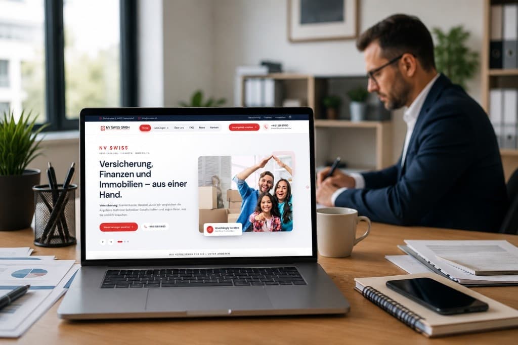 NV SWISS — Insurance & finance broker (Switzerland) — brand, presence, and the path from enquiry to appointment.