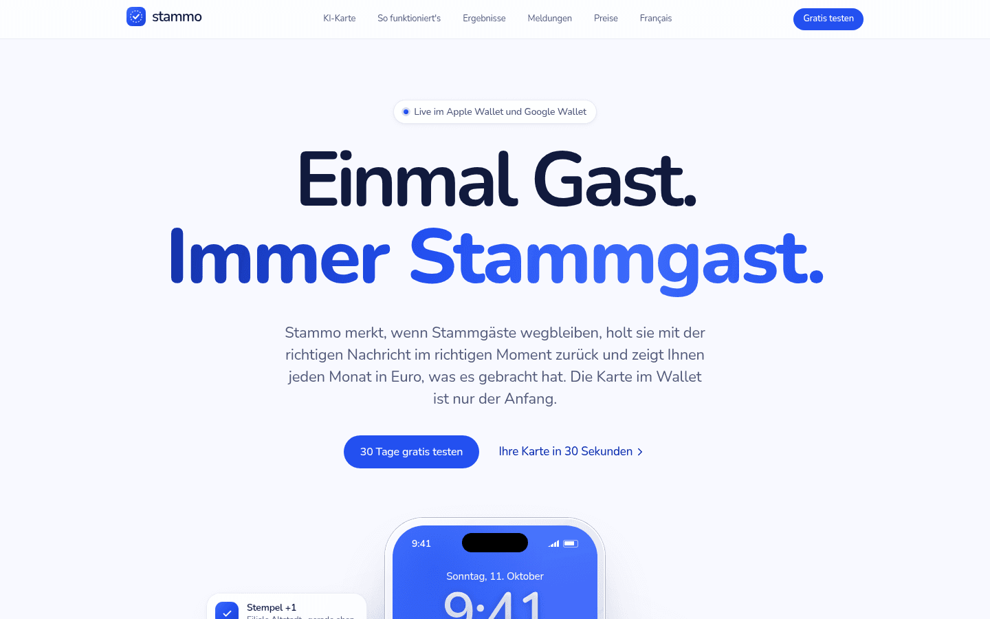 stammo — Digitale Stempelkarte im Apple und Google Wallet — erkennt, wenn Stammgäste wegbleiben, und holt sie zurück.