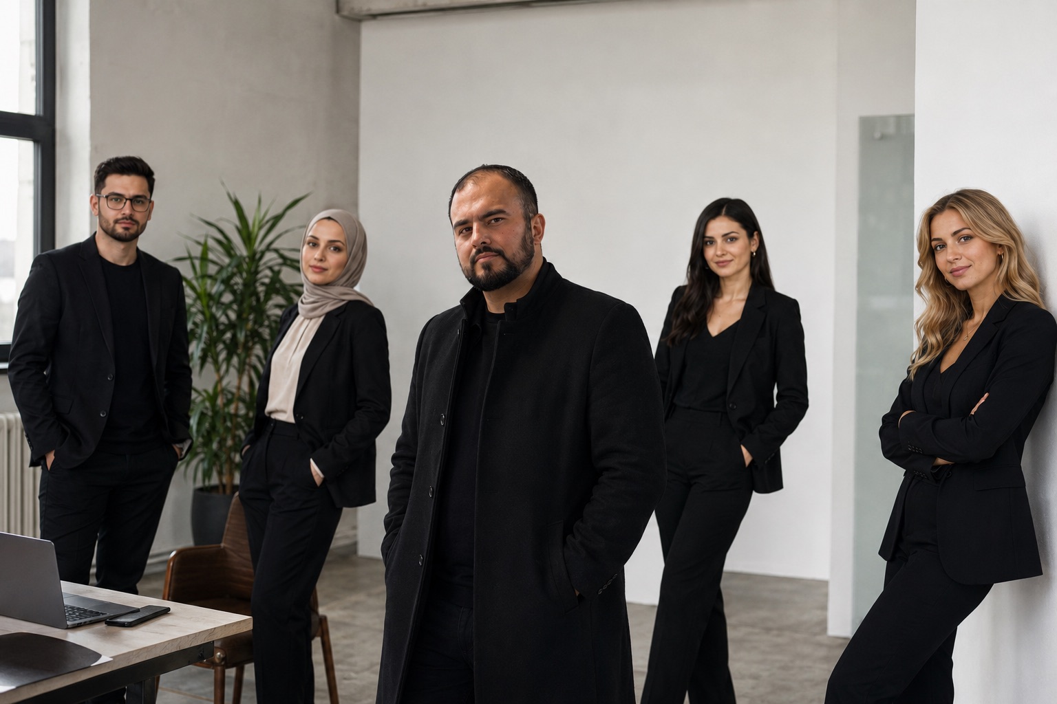 creaDIG — Gründer Muhammed Emin Akyol (real) mit KI-generiertem Team